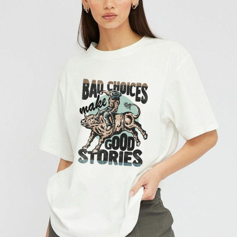 Western Bad Choices Cream T-Shirt – Classic Country Rodeo Tee, Vintage Cowboy Graphic Shirt, Southern Western Style Apparel