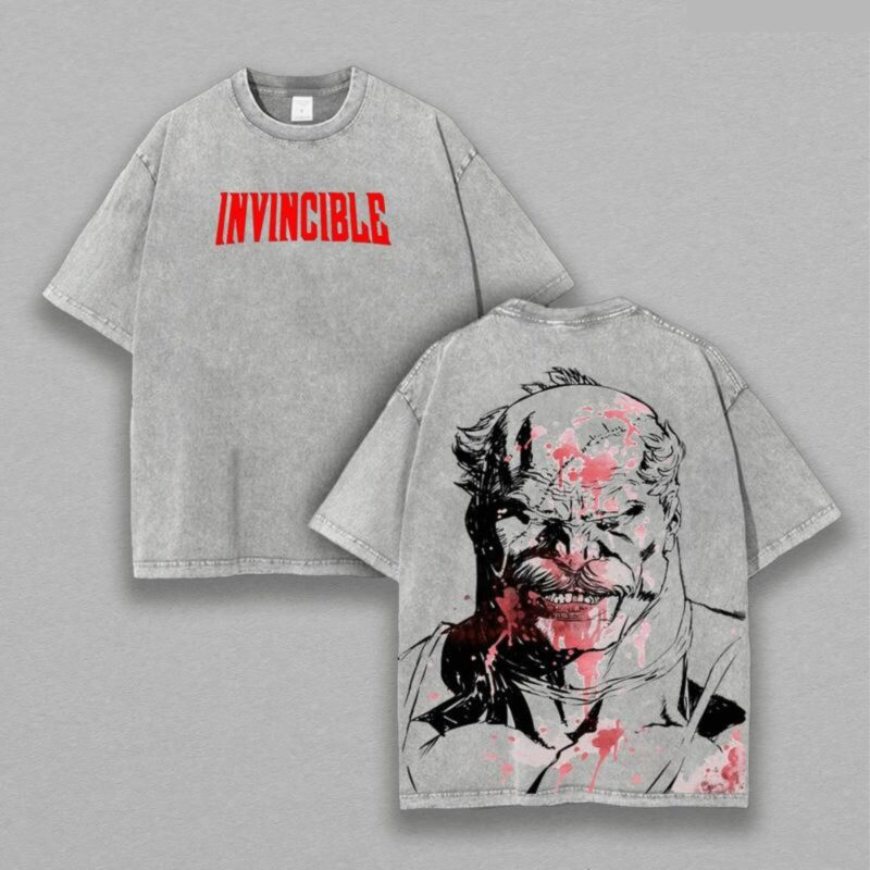 Conquest Invincible Anime Oversized Tee – Double Printed Vintage Washed Heavyweight T-Shirt