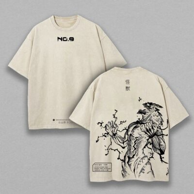 Kaiju No. 8 Tee – Oversized Washed Graphic Shirt for Anime & Streetwear Fans